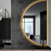 Specchio LED Mezza Luna | Pulsante touch | Luce bianca calda - Reyze Serie Ambient Modello 1 - Lato Destro